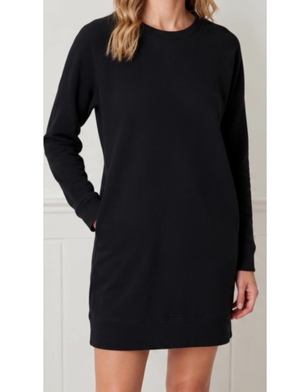 Athleta Black Sweatshirt Dress With Side Pockets | Size M | Cozy Casual